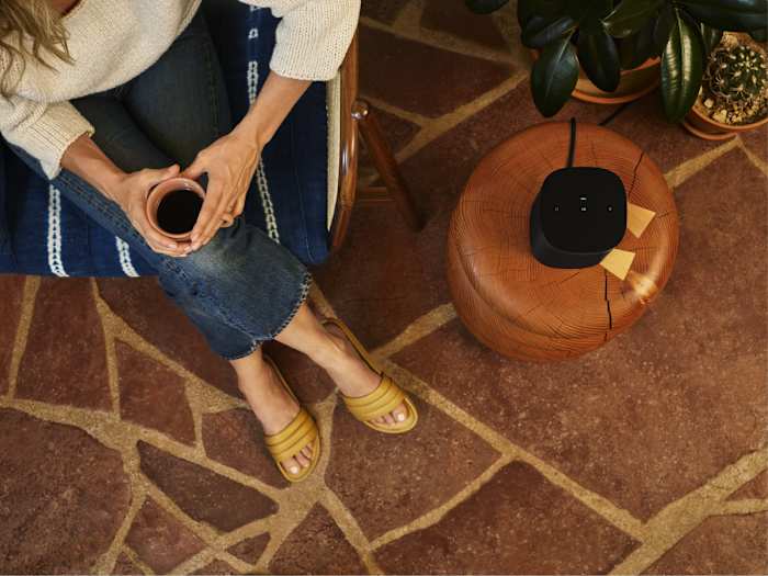 Pictured above is the Sonos One SL speaker in black.